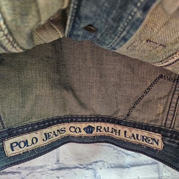 POLO Jeans Co Cropped Libby Jean Jacket Distressed Large - Picture 4 of 7